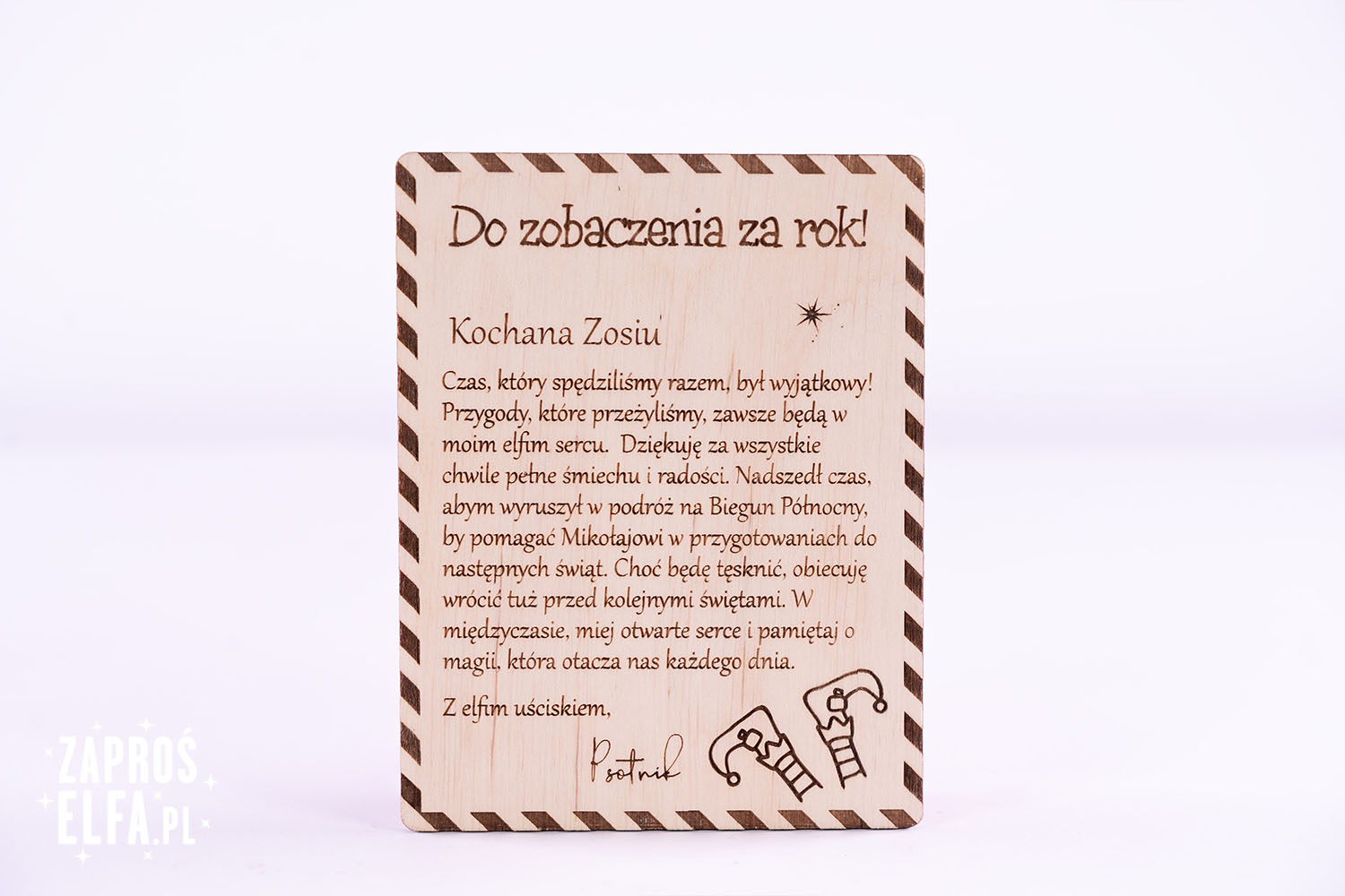 Pożegnalny list od Elfa ze sklejki drewnianej